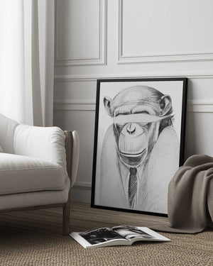 Tablou înramat „Monkey Wearing A Suit And Tie” de Violeta Vollmer