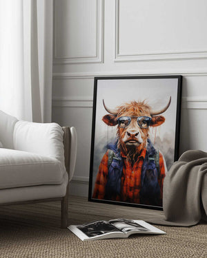 Tablou înramat „Buffalo Watercolor Animal Art (4)” de Justyna Jaszke