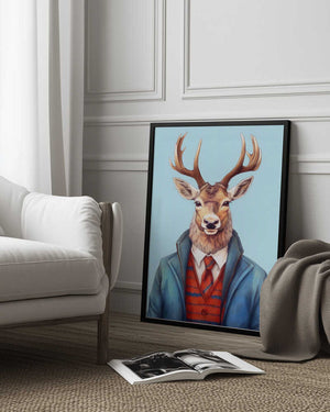 Tablou înramat „Caribou Watercolor Animal Art” de Justyna Jaszke