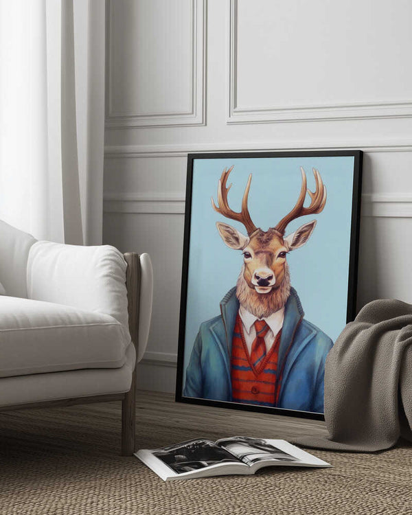 Tablou înramat „Caribou Watercolor Animal Art” de Justyna Jaszke