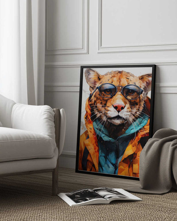 Tablou înramat „Cheetah Watercolor Animal Art” de Justyna Jaszke