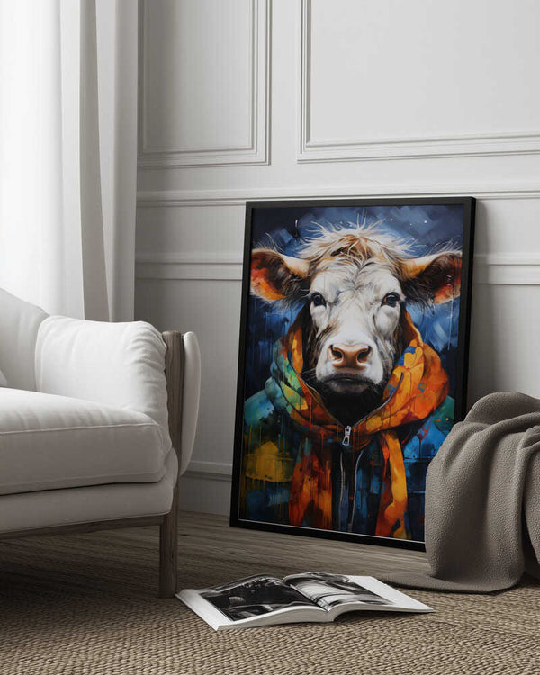 Tablou înramat „Cow Watercolor Animal Art” de Justyna Jaszke