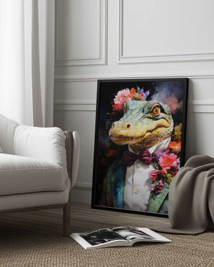 Tablou înramat „Crocodile Watercolor Animal Art” de Justyna Jaszke