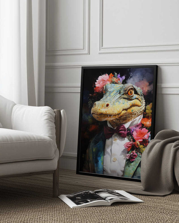 Tablou înramat „Crocodile Watercolor Animal Art” de Justyna Jaszke