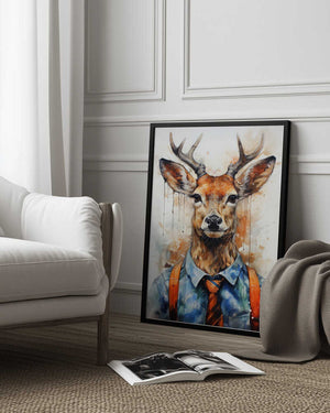 Tablou înramat „Deer Watercolor Animal Art (1)” de Justyna Jaszke