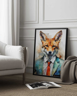Tablou înramat „Fox Watercolor Animal Art (2)” de Justyna Jaszke