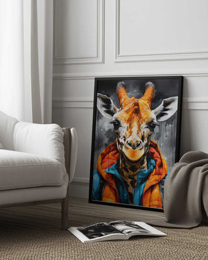 Tablou înramat „Giraffe Watercolor Animal Art (2)” de Justyna Jaszke