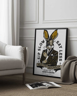 Tablou înramat „Mister Bourbon Jackalope In Smoking Jacket” de The Whiskey Ginger