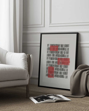 Tablou înramat „Crimson Grids” de THE MIUUS STUDIO