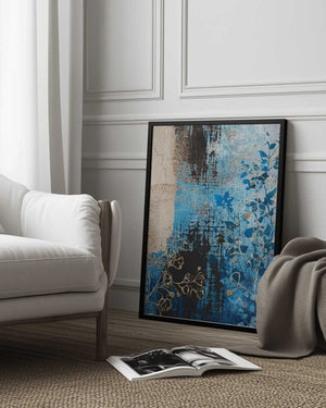 Tablou înramat „Denim Floral 2” de Sally Ann Moss