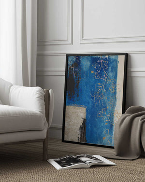 Tablou înramat „Denim Floral 3” de Sally Ann Moss