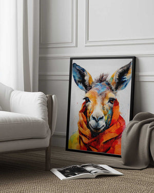 Tablou înramat „Donkey Watercolor Animal Art” de Justyna Jaszke