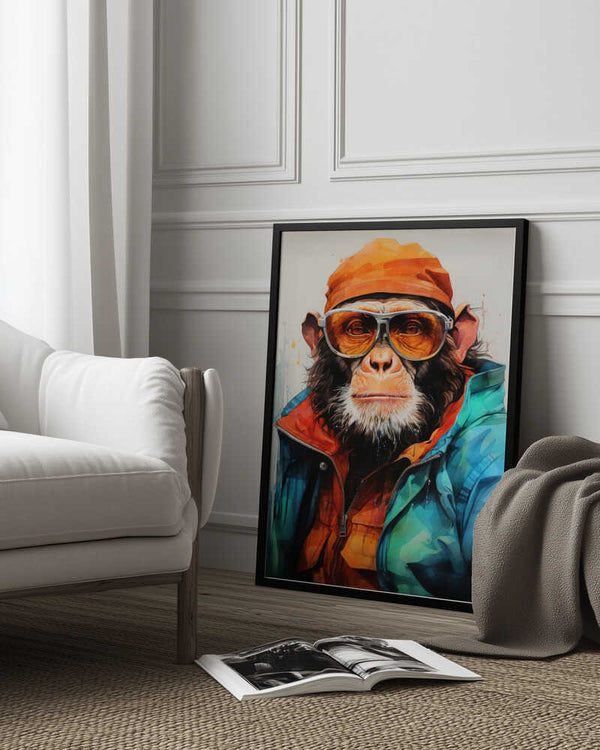 Tablou înramat „Gorilla Watercolor Animal Art” de Justyna Jaszke