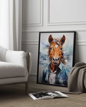 Tablou înramat „Horse Watercolor Animal Art” de Justyna Jaszke