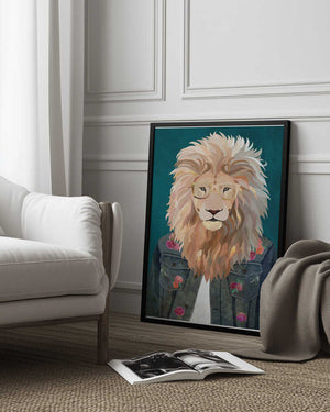 Tablou înramat „Golden fashion lion 2” de Sarah Manovski