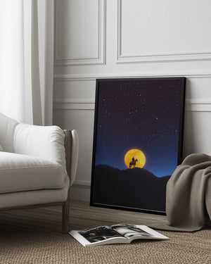 Tablou înramat „The Rider and the Moon” de Taudalpoi