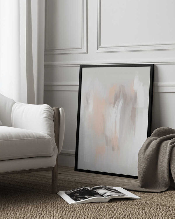 Tablou înramat „Soft Neutral Tones with Delicate Brushstrokes” de uplusmestudio