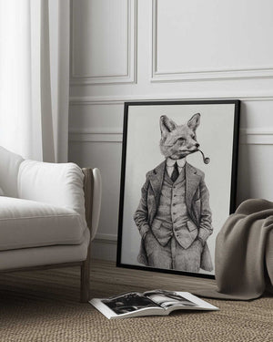 Tablou înramat „The Vintage-style Fox” de Mike Koubou