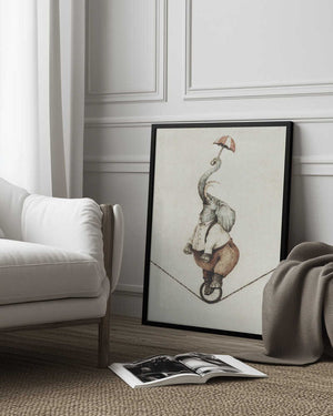 Tablou înramat „ Unicycle While Holding An Umbrella” de Mike Koubou