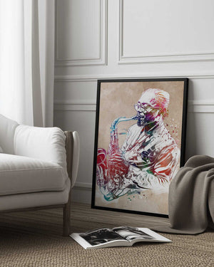 Tablou înramat „Saxophone music art” de Justyna Jaszke