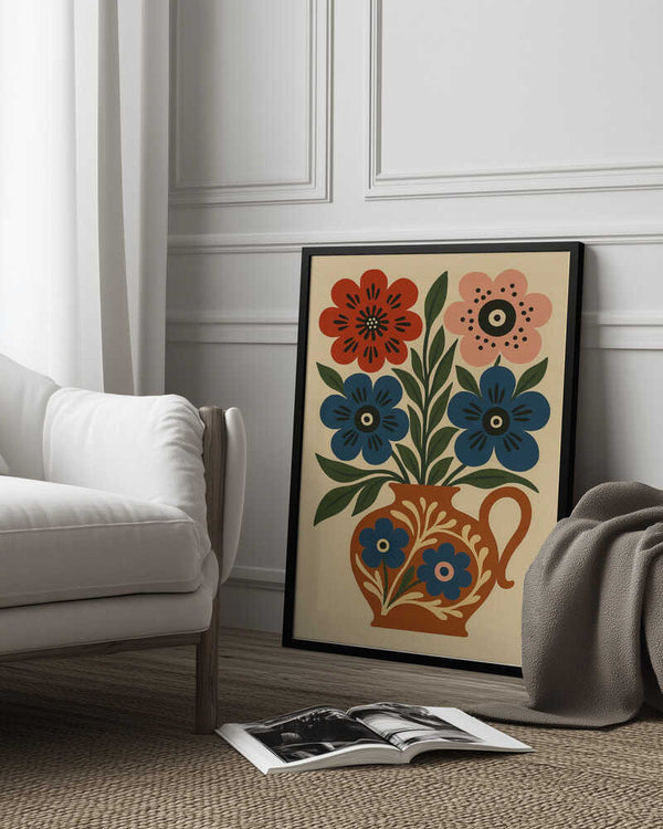 Tablou înramat „Floral Vase Delight” de Marianne Bassil