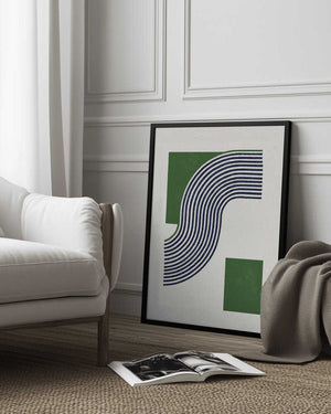 Tablou înramat „Moden Green Line Objects No.11” de THE MIUUS STUDIO