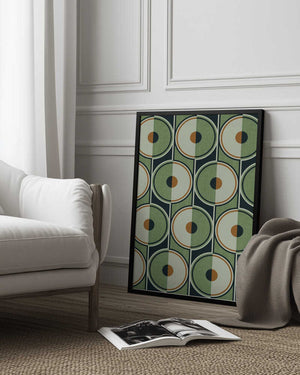 Tablou înramat „Retro Circles Green” de Alexandra Weise