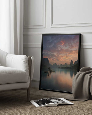 Tablou înramat „Li River Sunrise” de Yan Zhang