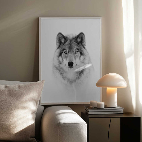 Tablou înramat „Portrait of a Timber Wolf” de Jim Cumming