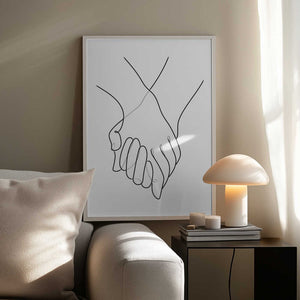 Tablou înramat „Holding Hands Lines” de Pictufy Studio II