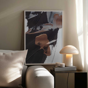 Tablou înramat „Dynamic Brushstrokes in Brown and Copper” de uplusmestudio