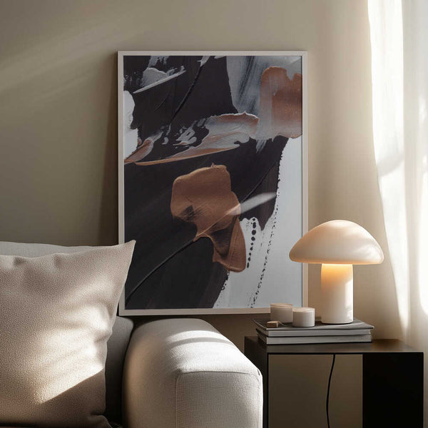 Tablou înramat „Dynamic Brushstrokes in Brown and Copper” de uplusmestudio