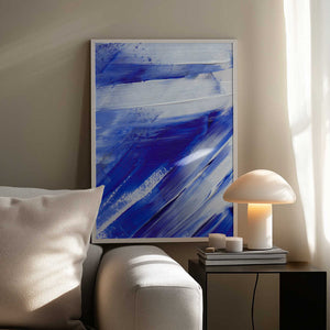 Tablou înramat „White and Blue Brushstrokes” de uplusmestudio