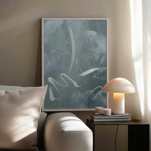 Tablou înramat „Green and White Acrylic” de uplusmestudio