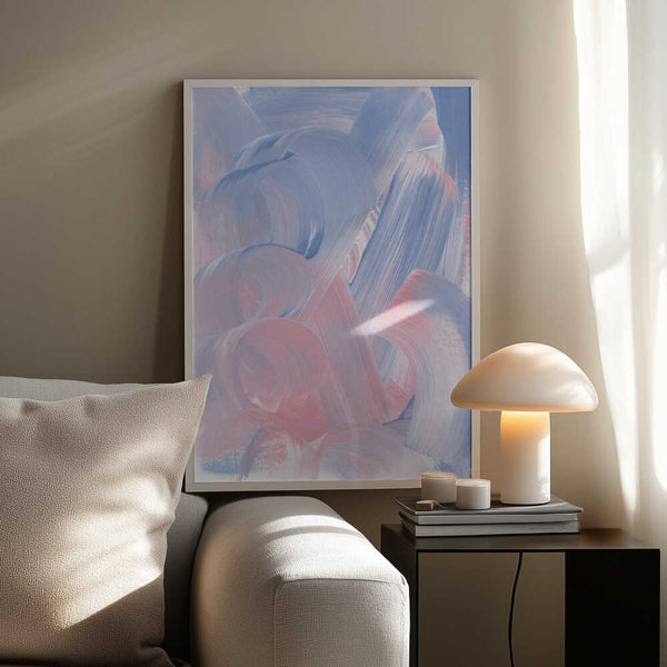 Tablou înramat „Pastel Brushstrokes In Blue And Pink Hues” de uplusmestudio
