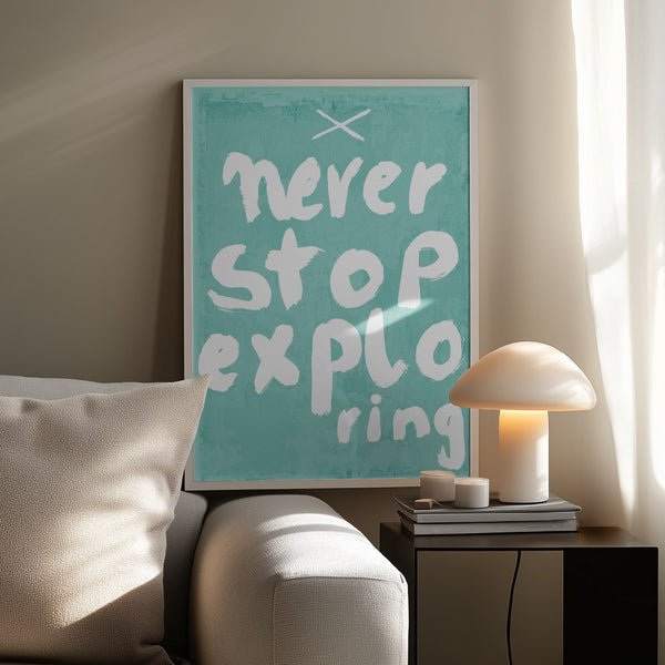 Tablou înramat „Never Stop Exploring” de Treechild
