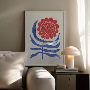 Tablou înramat „Red Flower / Lino Print” de Alisa Galitsyna