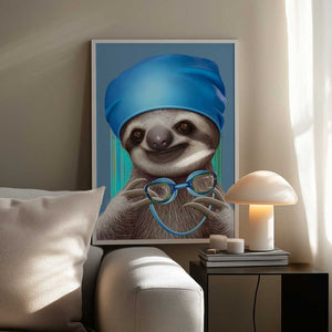 Tablou înramat „SLOTH WITH GOGGLES” de Adam Lawless