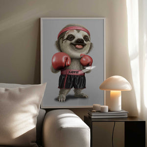 Tablou înramat „the boxing sloth” de Adam Lawless