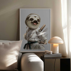 Tablou înramat „karate sloth” de Adam Lawless