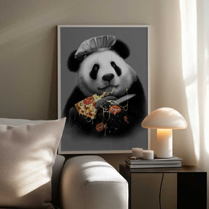 Tablou înramat „panda loves pizza” de Adam Lawless