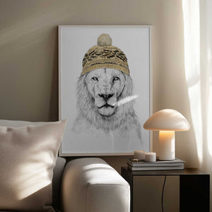 Tablou înramat „Winter Lion” de Balazs Solti
