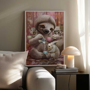 Tablou înramat „SLOTH THE BARISTA” de Adam Lawless