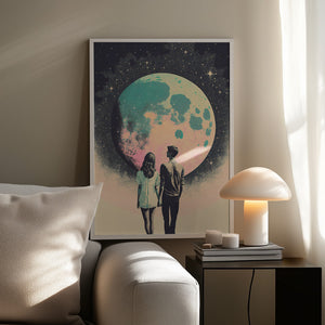 Tablou înramat „Lunar Lovers' Journey” de Treechild