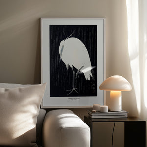 Tablou înramat „Egret In The Rain” de Ohara Koson