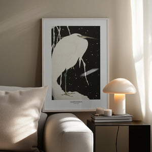 Tablou înramat „Heron In The Snow” de Ohara Koson