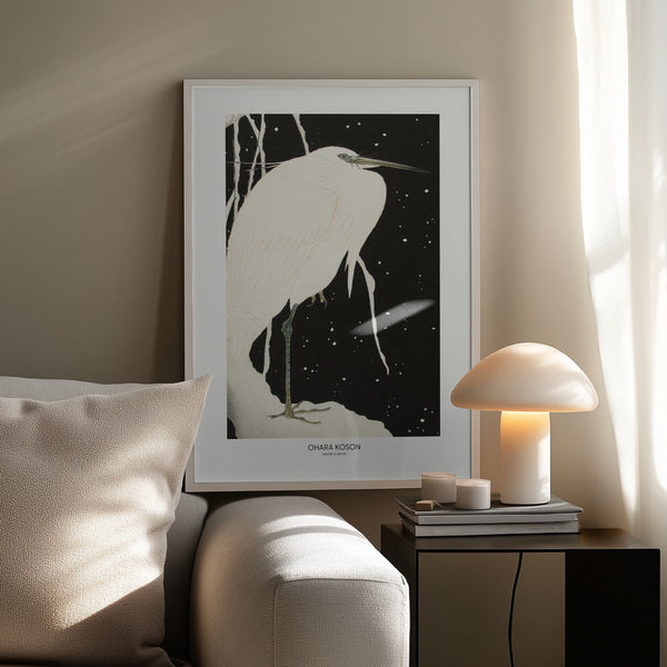 Tablou înramat „Heron In The Snow” de Ohara Koson