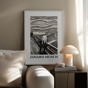 Tablou înramat „Skriet- The Scream - Monochrome Version” de Edvard Munch