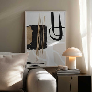 Tablou înramat „Abstract Black and Gold-5” de Sally Ann Moss