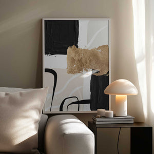 Tablou înramat „Abstract Black and Gold-4” de Sally Ann Moss